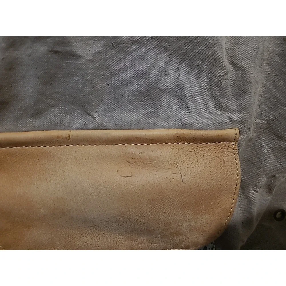 Myra Flower Design‎ Canvas Leather Tote Bag Large